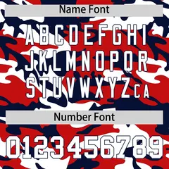 Red White Navy Camo Gradient Fashion Baseball Jersey 4