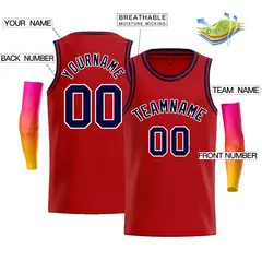 Men's Red White-Navy Classic Casual Bull Basketball Jersey 2
