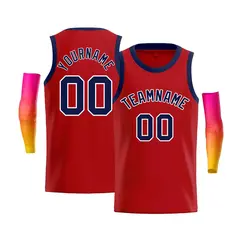 Men's Red White-Navy Classic Casual Bull Basketball Jersey 1