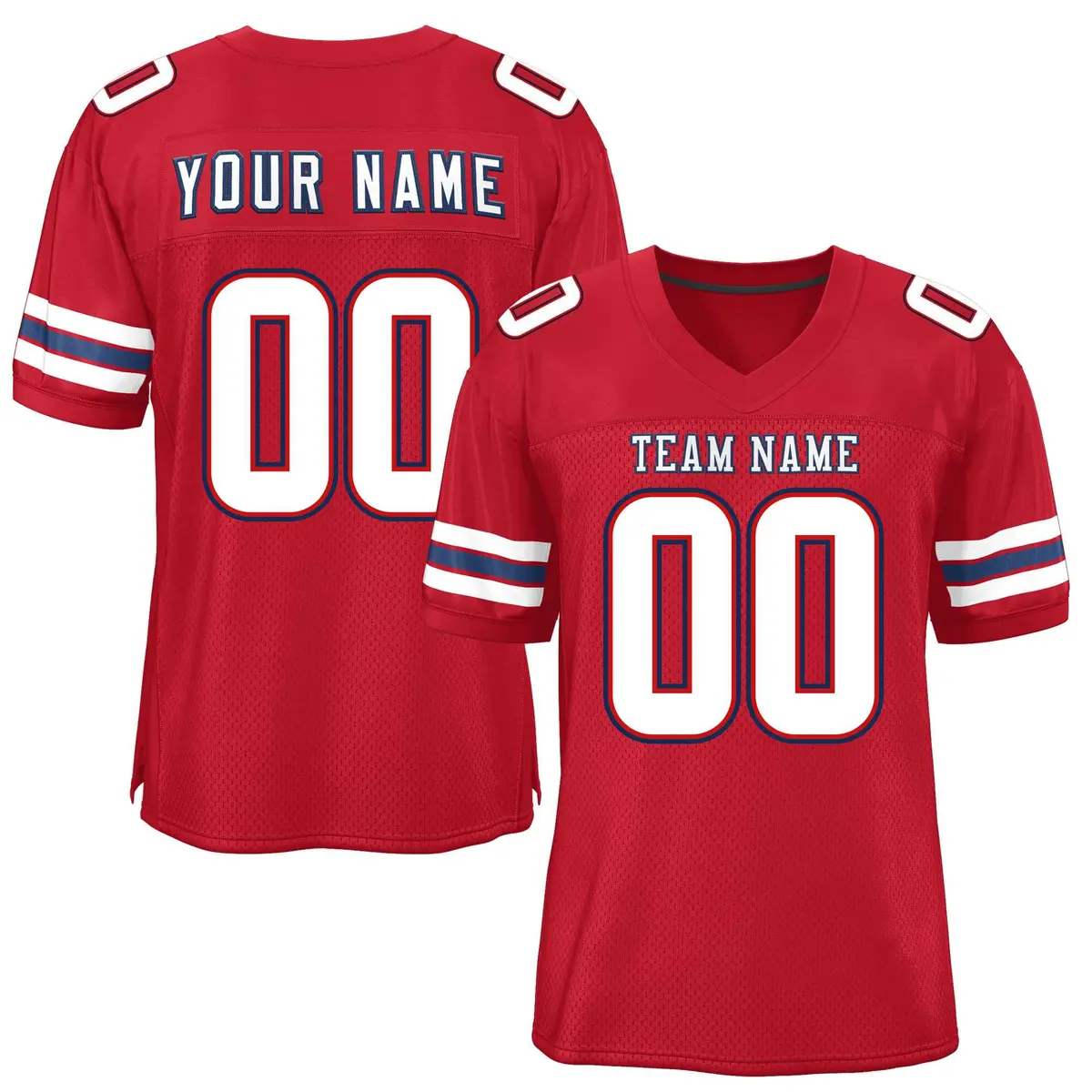 Red White-Navy Classic Mesh Authentic Football Jersey