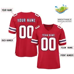 Red White-Navy Classic Mesh Authentic Football Jersey 2
