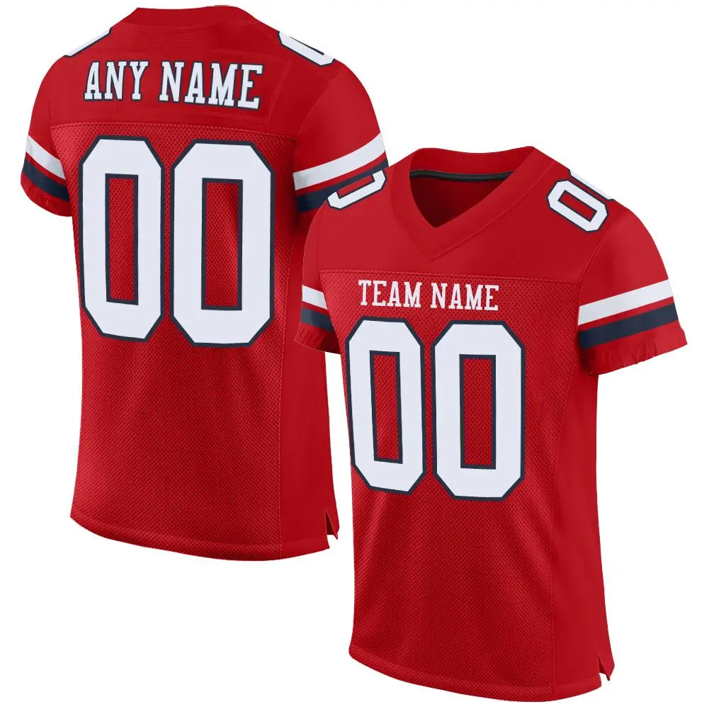 Red White-Navy Classic Mesh Authentic Football Jersey