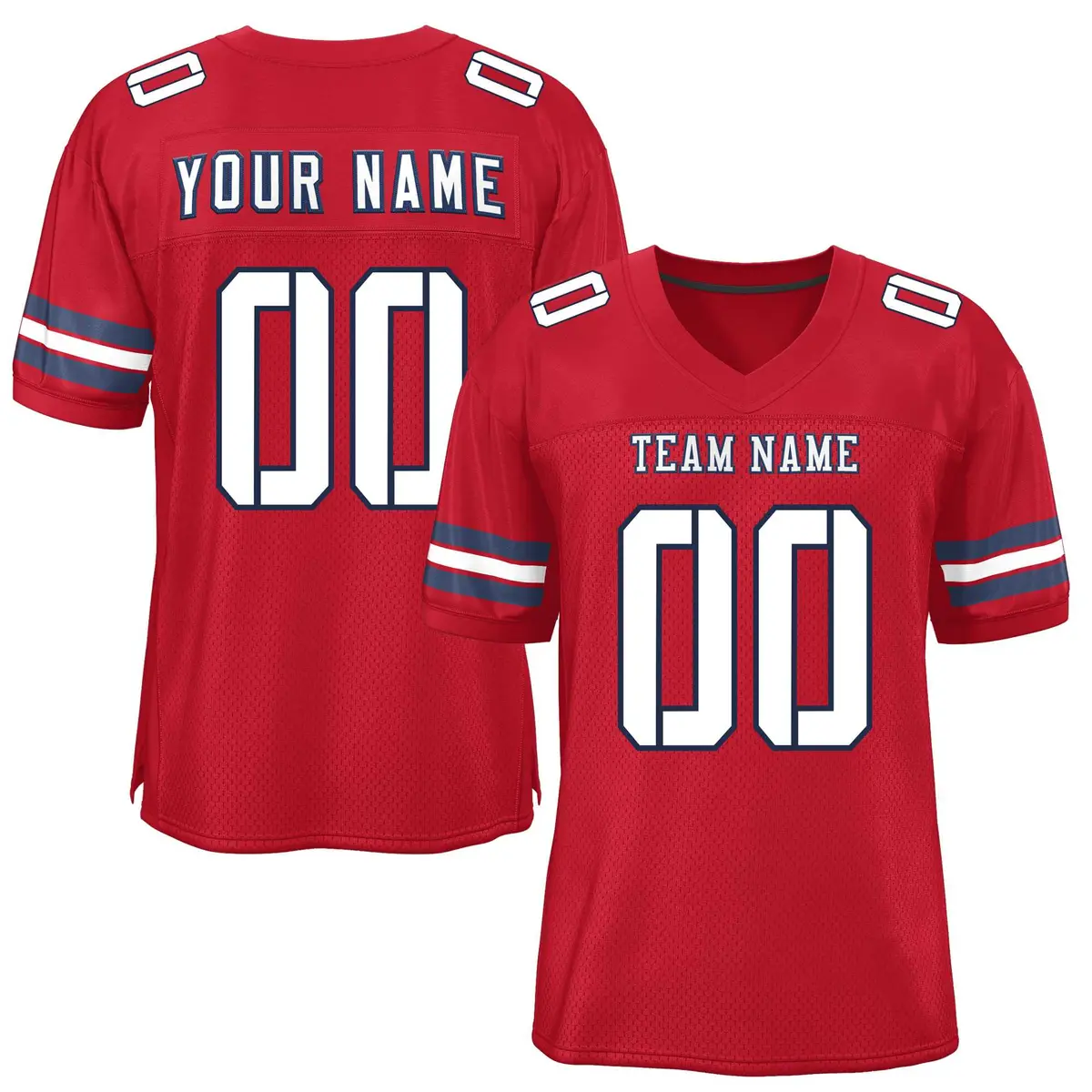 Red White-Navy Classic Mesh Authentic Football Jersey
