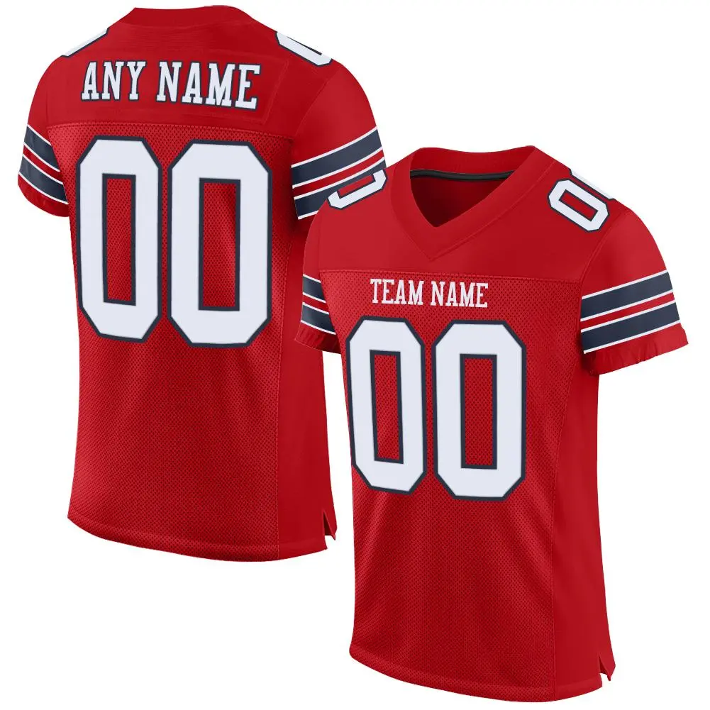 Red White-Navy Classic Mesh Authentic Football Jersey