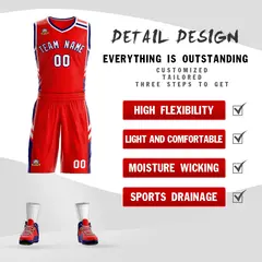 Red White Navy Classic Mesh Basketball Jersey 2