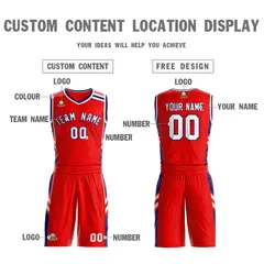 Red White Navy Classic Mesh Basketball Jersey 3