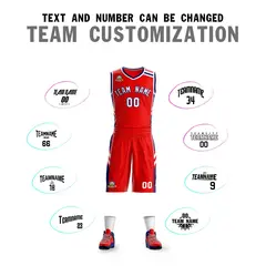 Red White Navy Classic Mesh Basketball Jersey 4