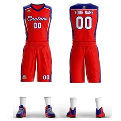 Red White-Navy Classic Mesh Basketball Jersey 1