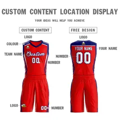 Red White-Navy Classic Mesh Basketball Jersey 3