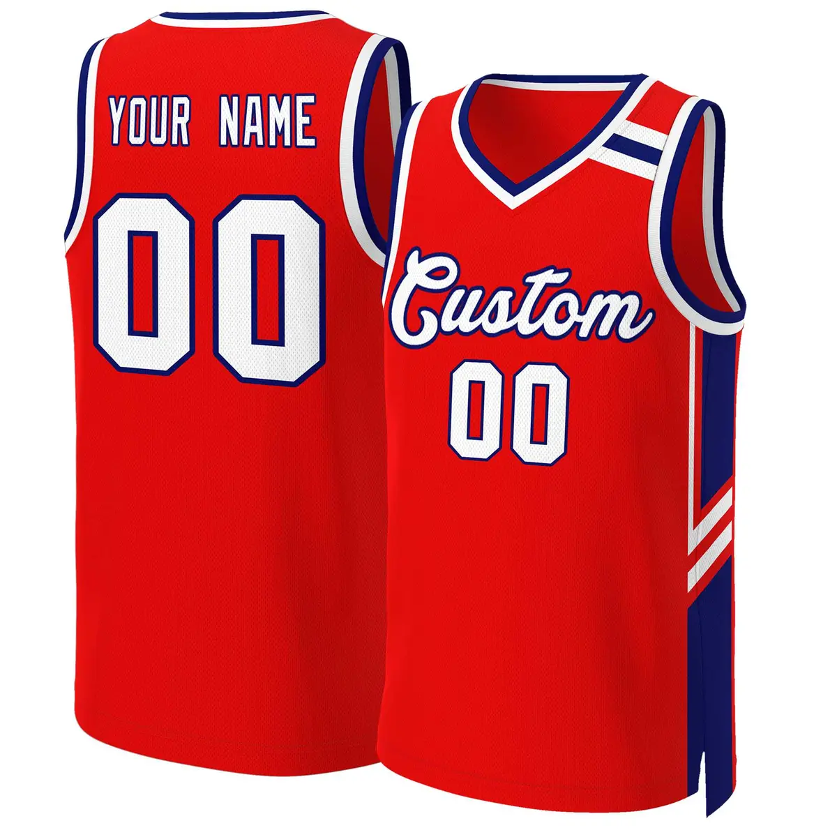 Red White Navy Classic Mesh Basketball Jersey Tops