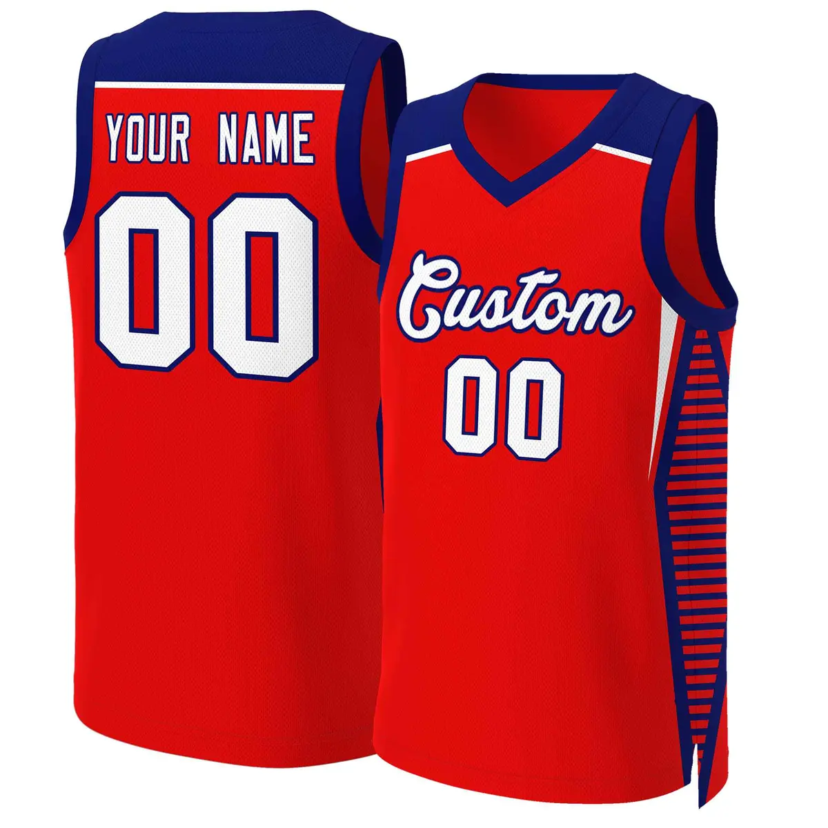 Red White-Navy Classic Mesh Basketball Jersey Tops