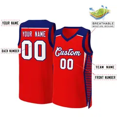 Red White-Navy Classic Mesh Basketball Jersey Tops 2