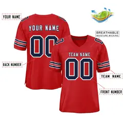 Red White-Navy Classic Style Authentic Football Jersey 2