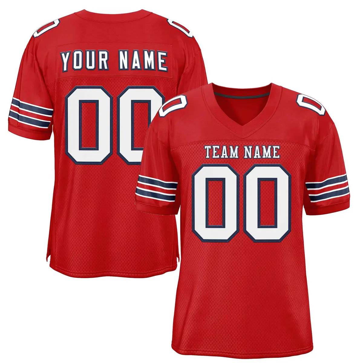 Red White-Navy Classic Style Authentic Football Jersey