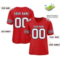 Red White-Navy Classic Style Authentic Football Jersey 2