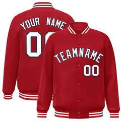Red White-Navy Classic Varsity Full-Snap Letterman Jacket 1