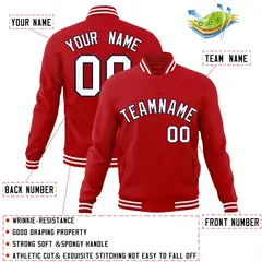 Red White-Navy Classic Varsity Full-Snap Letterman Jacket 4