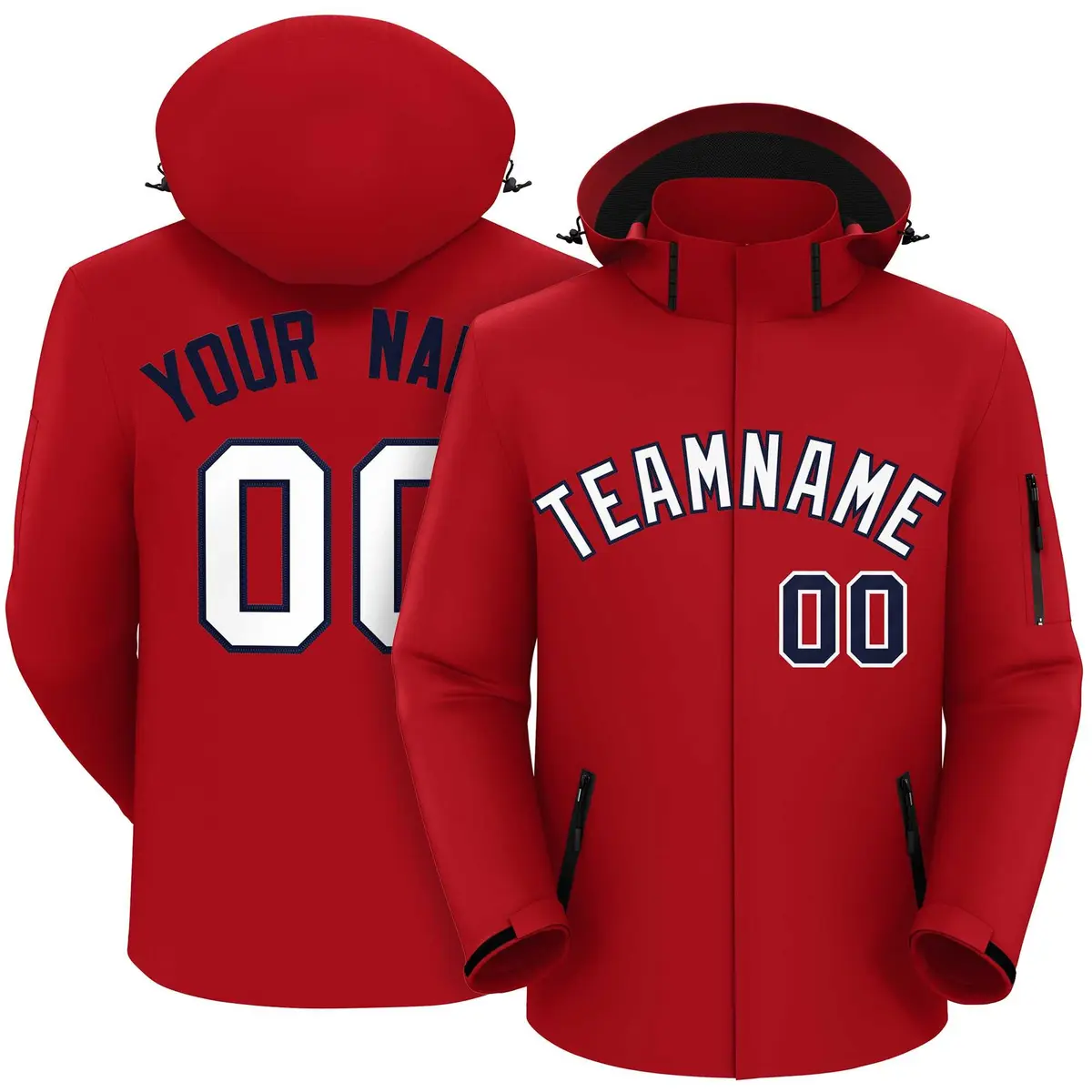 Red White-Navy Classic Waterproof Jacket