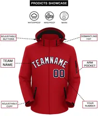 Red White-Navy Classic Waterproof Jacket 2