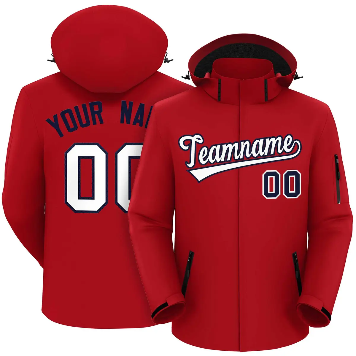 Red White-Navy Classic Waterproof Jacket