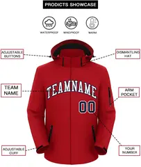 Red White-Navy Classic Waterproof Jacket 2