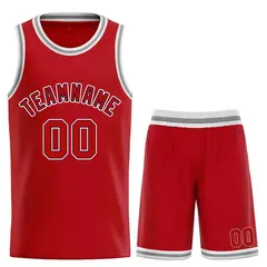Red White-Navy Curved Classic Sets Basketball Jersey