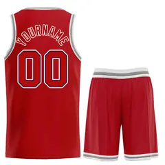 Red White-Navy Curved Classic Sets Basketball Jersey 2