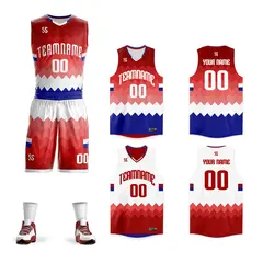 Red White-Navy Double Side Sets Basketball Jersey
