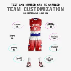 Red White-Navy Double Side Sets Basketball Jersey 2