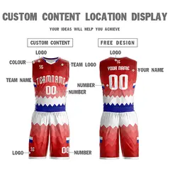 Red White-Navy Double Side Sets Basketball Jersey 4