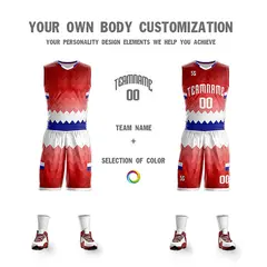 Red White-Navy Double Side Sets Basketball Jersey 5