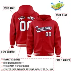 Red White-Navy Full-Snap Varsity Letterman Jacket Hoodie 4