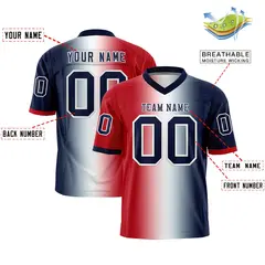 Red White-Navy Gradient Fashion Authentic Football Jersey 2
