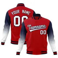 Red White Navy Gradient Varsity Raglan Letterman Jacket