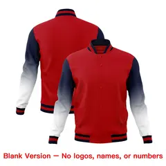 Red White Navy Gradient Varsity Raglan Letterman Jacket 7