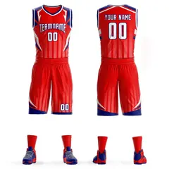 Red White-Navy Graffiti Angular Element Basketball Jersey