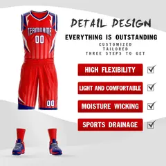 Red White-Navy Graffiti Angular Element Basketball Jersey 2
