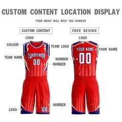Red White-Navy Graffiti Angular Element Basketball Jersey 3