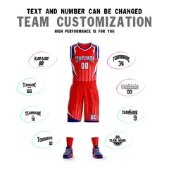Red White-Navy Graffiti Angular Element Basketball Jersey 4