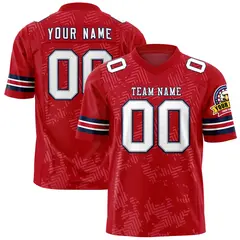 Red White-Navy Graffiti Line Authentic Football Jersey 1