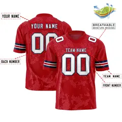 Red White-Navy Graffiti Line Authentic Football Jersey 2