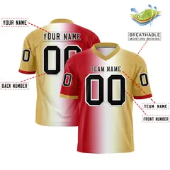 Red White-Old Gold Gradient Football Jersey 2