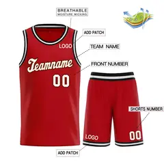 Red White-Orange Classic Basketball Uniform Jersey 3