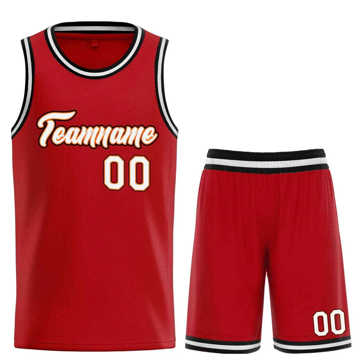 Red White-Orange Classic Team Basketball Jersey