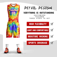 Red White-Orange Graffiti Pattern Mesh Basketball Jersey 2