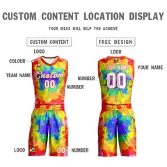Red White-Orange Graffiti Pattern Mesh Basketball Jersey 3