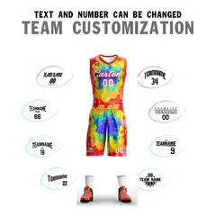 Red White-Orange Graffiti Pattern Mesh Basketball Jersey 4