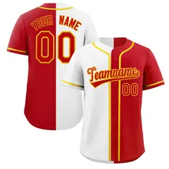 Red White-Orange Split Fashion Baseball Jersey