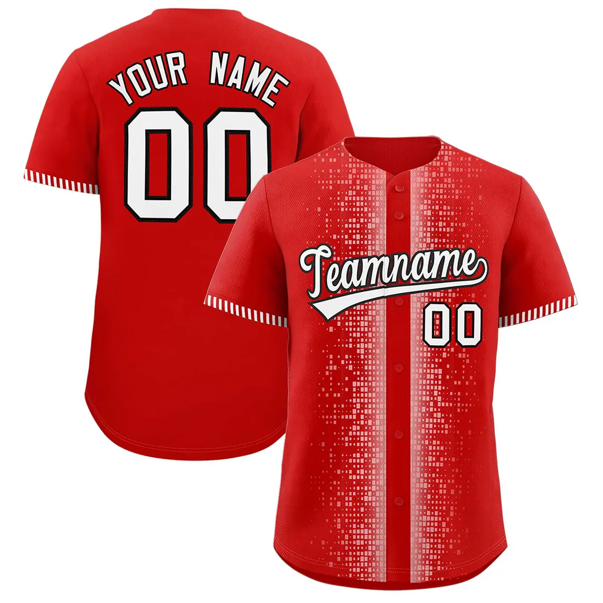 Red White Phonetic Rhythm Authentic Baseball Jersey