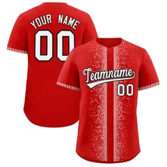 Red White Phonetic Rhythm Authentic Baseball Jersey